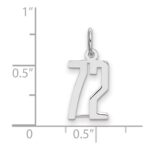 Sterling Silver/Rhodium-plated Elongated Number 72 Charm - Image 2