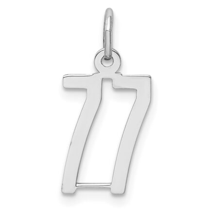 Sterling Silver/Rhodium-plated Elongated Number 77 Charm
