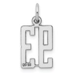Sterling Silver/Rhodium-plated Elongated Number 93 Charm - Image 4