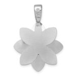 Sterling Silver Rhodium-plated Polished Brushed and Textured Flower Pendant - Image 3
