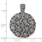 Sterling Silver Antiqued Floral 24mm Round Disc Pendant - Image 4