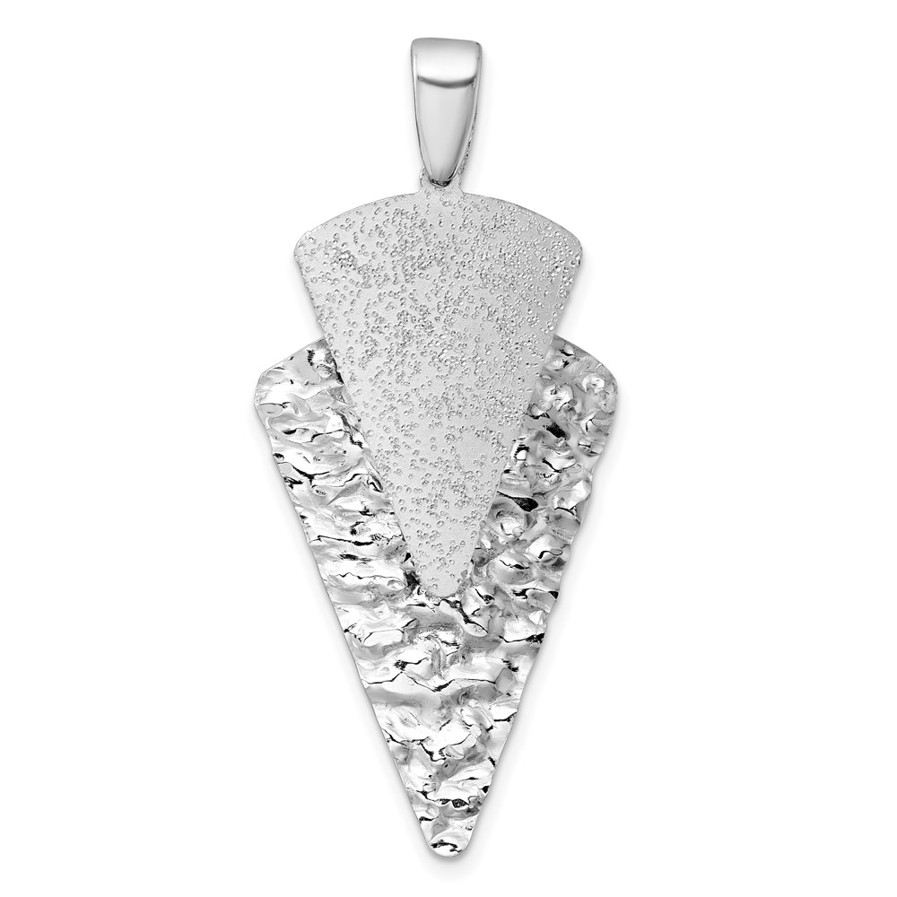 QG6983P.jpg Sterling Silver Rhodium-plated Polished Brushed and Hammered Triangle Pendant - Image 1