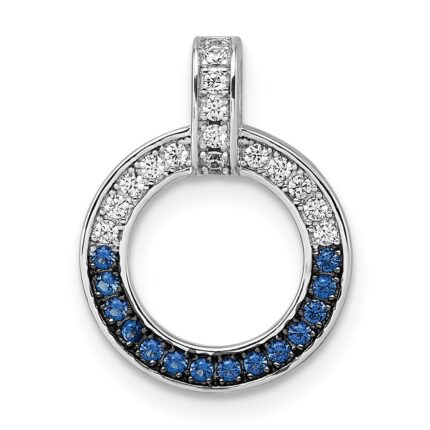 Sterling Silver White and Black Rhodium-plated White and Blue CZ Open Circle Pendant