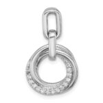 Sterling Silver Rhodium-plated Polished White CZ Circle Twist Pendant
