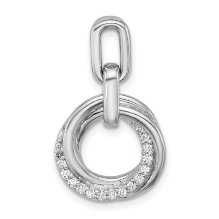 Sterling Silver Rhodium-plated Polished White CZ Circle Twist Pendant
