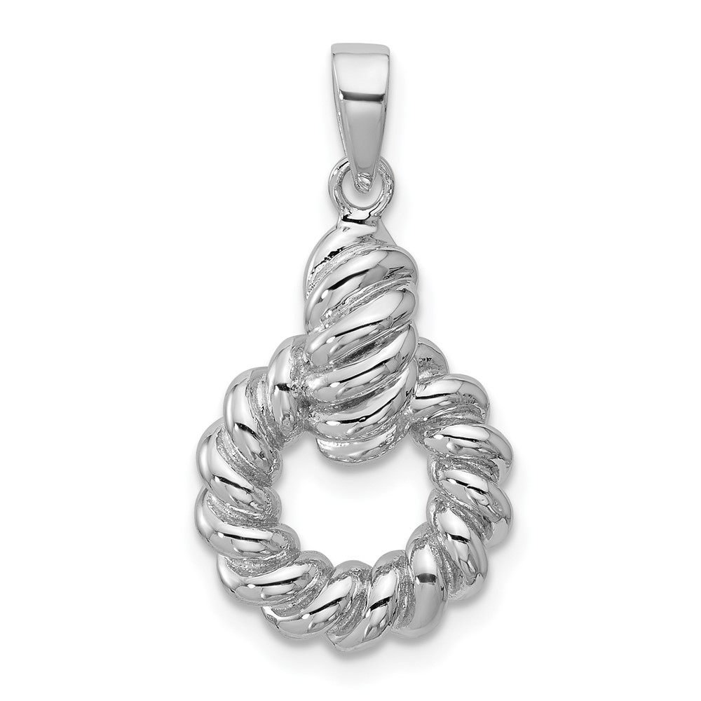 QG7137P.jpg Sterling Silver Rhodium-plated Polished Twisted Circle Pendant - Image 1