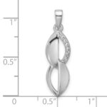 Sterling Silver Rhodium-plated Polished Ovals CZ Pendant - Image 4