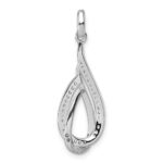 Sterling Silver Rhodium-plated CZ Polished Tear Drop Swirl Pendant - Image 3