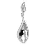 Sterling Silver Rhodium-plated CZ Polished Textured Abstract Tear Drop Pendant - Image 3