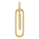 Sterling Silver Gold-tone with White CZ Oblong Dangle Pendant