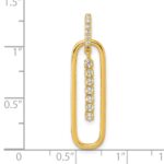 Sterling Silver Gold-tone with White CZ Oblong Dangle Pendant - Image 4