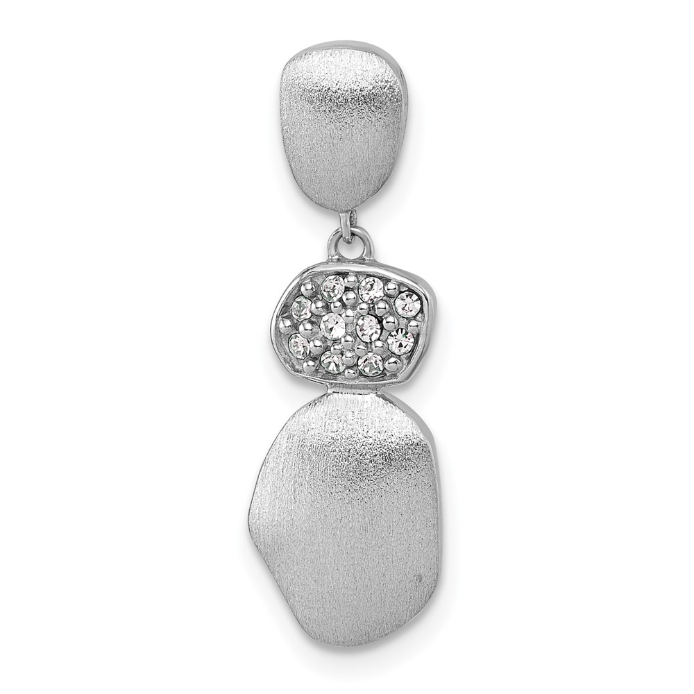 QG7152P.jpg Sterling Silver Rhodium-plated Brushed and Polished Crystal Chain Slide Pendant - Image 1