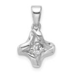 Sterling Silver Rhodium-plated Polished CZ Twisted Pendant