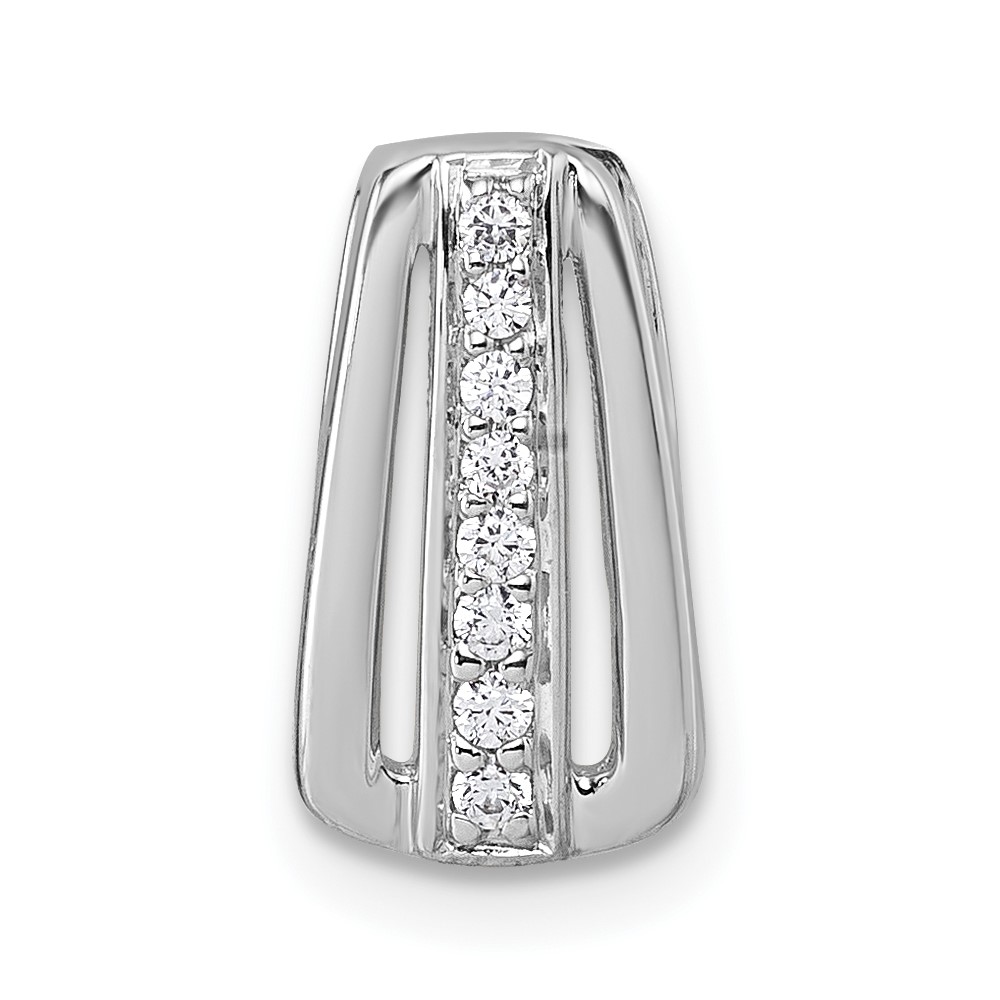 QG7155P.jpg Sterling Silver Rhodium-plated Polished White CZ Chain Slide Pendant - Image 1