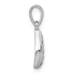 Sterling Silver Rhodium-plated Polished and Grooved White CZ Tear Drop Pendant - Image 2
