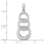 Sterling Silver Rhodium-plated Polished Triple Circle Pendant - Image 4
