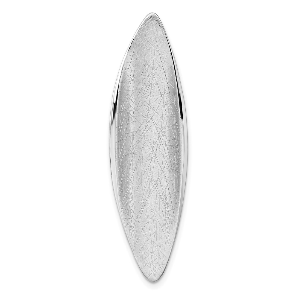QG7159P.jpg Sterling Silver Rhodium-plated Polished and Brushed Fancy Concave Oval Chain Slide Pendant - Image 1