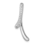 Sterling Silver Rhodium-plated Polished Fancy CZ Ribbon Chain Slide Pendant
