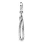 Sterling Silver Rhodium-plated CZ Oval Dangle Pendant - Image 3