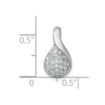 Sterling Silver Rhodium-plated Polished Fancy Teardrop CZ Chain Slide Pendant - Image 4
