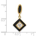 Sterling Silver Gold-plated CZ and Black Enameled Pendant - Image 4