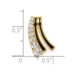 Sterling Silver Gold-tone Black Enamel and CZ Chain Slide Pendant - Image 4