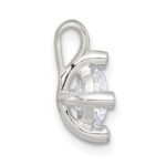 Sterling Silver Polished CZ with 4 CZ Prongs Chain Slide Pendant - Image 2