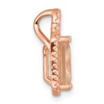 Sterling Silver Rose-tone Polished Pink Glass Stone and CZ Halo Chain Slide Pendant - Image 2