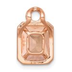 Sterling Silver Rose-tone Polished Pink Glass Stone and CZ Halo Chain Slide Pendant - Image 3