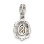 Sterling Silver Antiqued Marcasite and Mother of Pearl Oval Fancy Pendant - Image 3