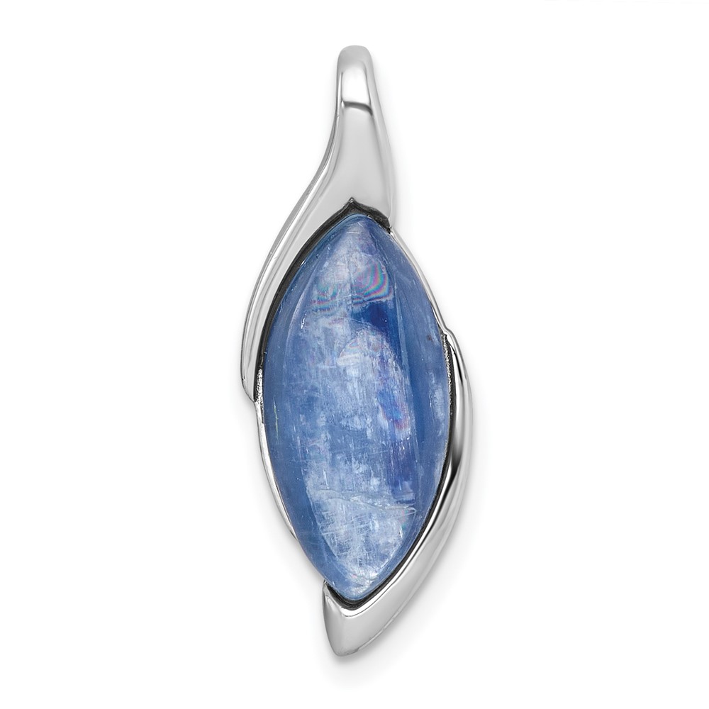 QG7186P.jpg Sterling Silver Rhodium-plated Polished Fancy Marquise Kyanite Cabochon Chain Slide Pendant - Image 1