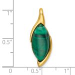 Sterling Silver Gold-Tone Polished Fancy Marquise Malachite Cabochon Chain Slide Pendant - Image 4