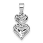 Sterling Silver Rhodium-plated Polished White CZ Double Heart Pendant - Image 3