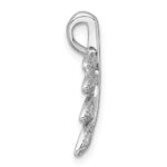 Sterling Silver Rhodium-plated Polished CZ Leaf Chain Slide Pendant - Image 2