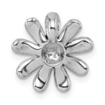 Sterling Silver Rhodium-plated Antiqued Sunflower Chain Slide Pendant - Image 3