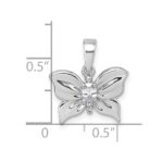 Sterling Silver Rhodium-plated Polished White CZ Butterfly Pendant - Image 4