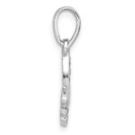 Sterling Silver Rhodium-plated Polished CZ and Pink Enamel Butterfly Pendant - Image 2