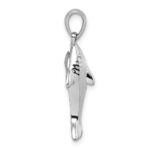 Sterling Silver Rhodium-plated Polished Shark Pendant - Image 2