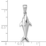 Sterling Silver Rhodium-plated Polished Shark Pendant - Image 4