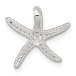 Sterling Silver Polished CZ Starfish Chain Slide Pendant - Image 3