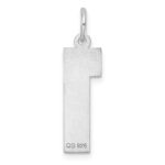 Sterling Silver Rhodium-plated Large Diamond-cut #1 Charm - Image 4