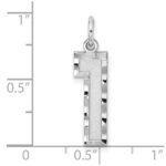 Sterling Silver Rhodium-plated Large Diamond-cut #1 Charm - Image 3