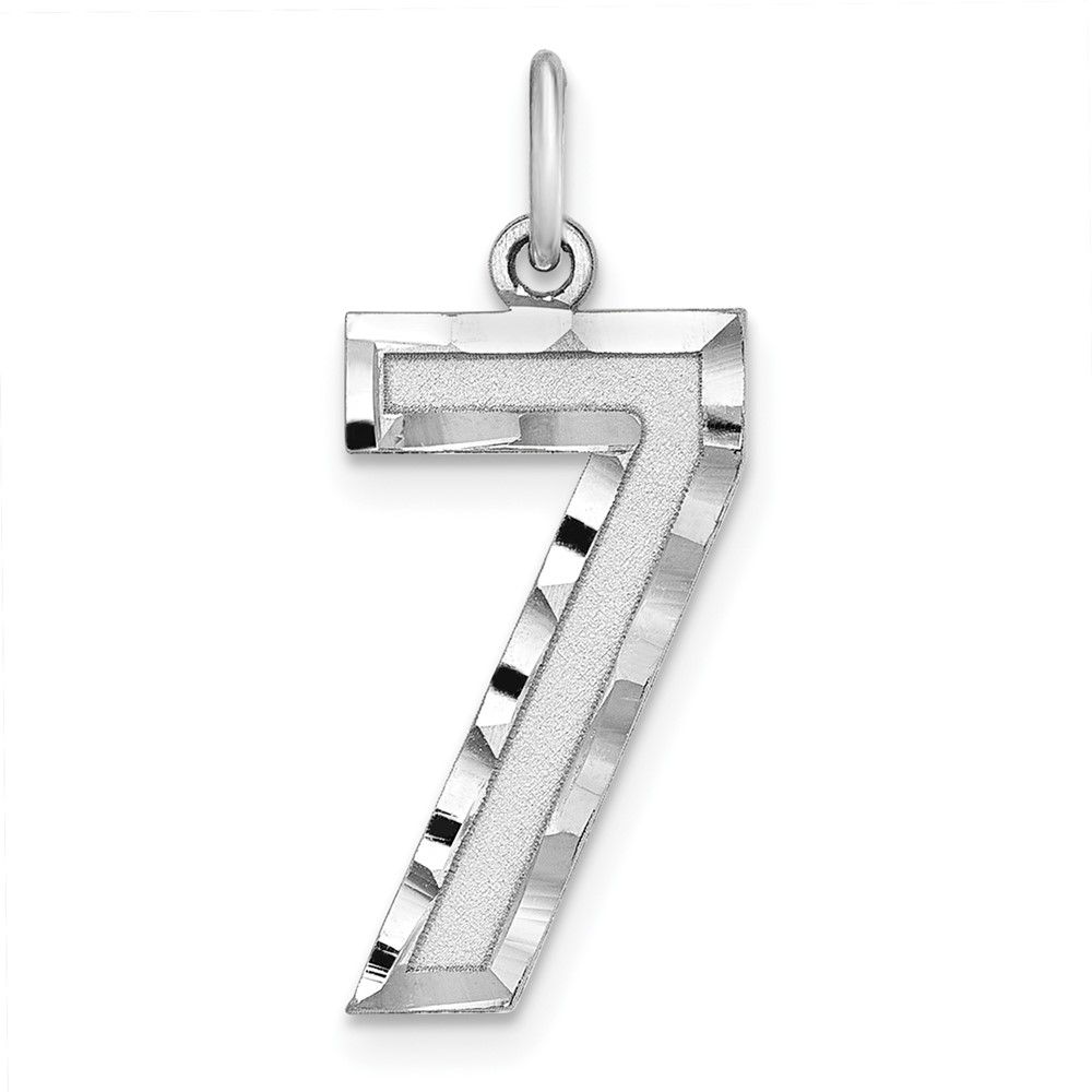 QLN07.jpg Sterling Silver Rhodium-plated Large Diamond-cut #7 Charm - Image 1