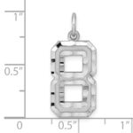 Sterling Silver Rhodium-plated Large Diamond-cut #8 Charm - Image 3