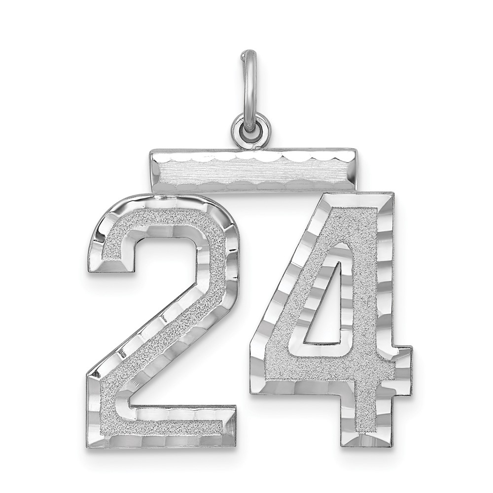 QLN24.jpg Sterling Silver Rhodium-plated Large #24 Charm - Image 1
