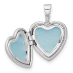 Sterling Silver Rhodium-plated D/C Enameled Floral Cross 12mm Heart Locket - Image 5