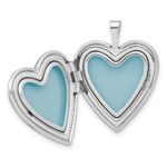 Sterling Silver Rhodium-plated Polished Hearts Border 20mm Heart Locket - Image 5