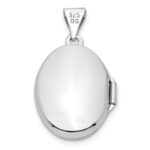 Sterling Silver Rhodium-plated Diamond 17mm Oval Locket - Image 4