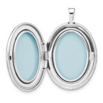 Sterling Silver Rhodium-plated Heart Border 26x20mm Oval Locket - Image 5