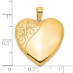 Sterling Silver Gold-plated 24mm Polished Swirl Heart Locket - Image 2